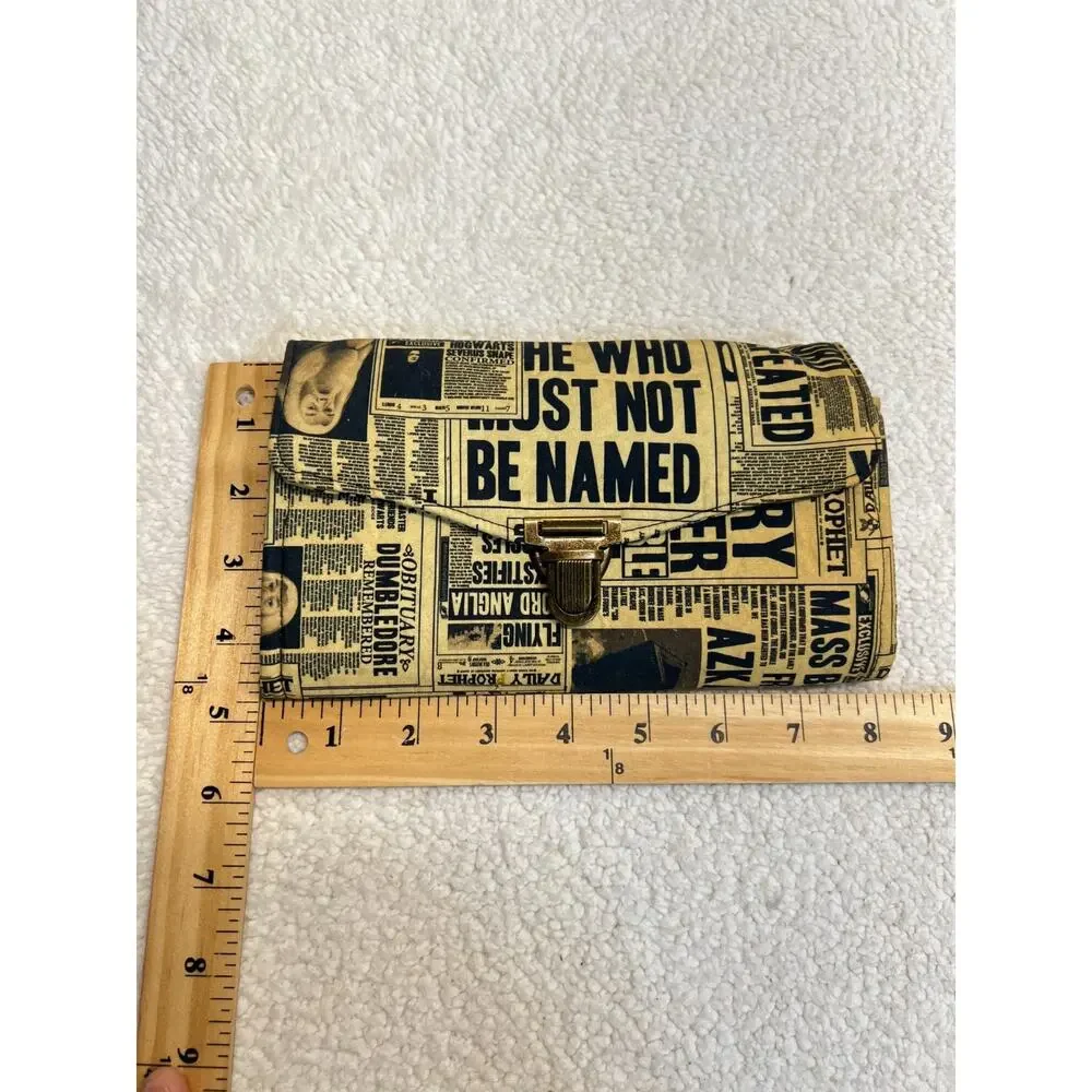 Harry Potter Wallet Daily Prophet Trifold Newspaper Headlines Theme Zipper Large
